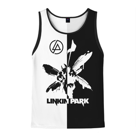 Мужская майка 3D с принтом Linkin Park логотип черно белый , 100% полиэстер | круглая горловина, приталенный силуэт, длина до линии бедра. Пройма и горловина окантованы тонкой бейкой | linkin park | альтернативный рок | линкин парк | лого | логотип | метал | ню метал | поп | поп рок | рок | рок группа | рэп метал | электроник рок