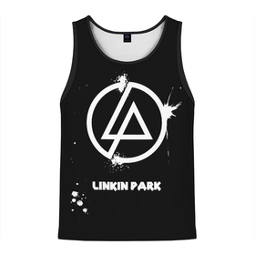 Мужская майка 3D с принтом Linkin Park логотип краской в Белгороде, 100% полиэстер | круглая горловина, приталенный силуэт, длина до линии бедра. Пройма и горловина окантованы тонкой бейкой | linkin park | альтернативный рок | линкин парк | лого | логотип | метал | ню метал | поп | поп рок | рок | рок группа | рэп метал | электроник рок