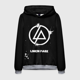 Мужская толстовка 3D с принтом Linkin Park логотип краской , 100% полиэстер | двухслойный капюшон со шнурком для регулировки, мягкие манжеты на рукавах и по низу толстовки, спереди карман-кенгуру с мягким внутренним слоем. | linkin park | альтернативный рок | линкин парк | лого | логотип | метал | ню метал | поп | поп рок | рок | рок группа | рэп метал | электроник рок