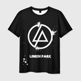 Мужская футболка 3D с принтом Linkin Park логотип краской в Кировске, 100% полиэфир | прямой крой, круглый вырез горловины, длина до линии бедер | linkin park | альтернативный рок | линкин парк | лого | логотип | метал | ню метал | поп | поп рок | рок | рок группа | рэп метал | электроник рок