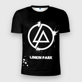Мужская футболка 3D Slim с принтом Linkin Park логотип краской в Белгороде, 100% полиэстер с улучшенными характеристиками | приталенный силуэт, круглая горловина, широкие плечи, сужается к линии бедра | linkin park | альтернативный рок | линкин парк | лого | логотип | метал | ню метал | поп | поп рок | рок | рок группа | рэп метал | электроник рок