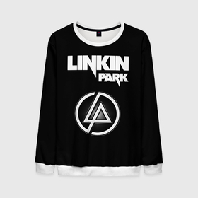 Мужской свитшот 3D с принтом Linkin Park логотип и надпись в Белгороде, 100% полиэстер с мягким внутренним слоем | круглый вырез горловины, мягкая резинка на манжетах и поясе, свободная посадка по фигуре | linkin park | альтернативный рок | линкин парк | лого | логотип | метал | ню метал | поп | поп рок | рок | рок группа | рэп метал | электроник рок