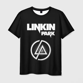 Мужская футболка 3D с принтом Linkin Park логотип и надпись в Кировске, 100% полиэфир | прямой крой, круглый вырез горловины, длина до линии бедер | linkin park | альтернативный рок | линкин парк | лого | логотип | метал | ню метал | поп | поп рок | рок | рок группа | рэп метал | электроник рок