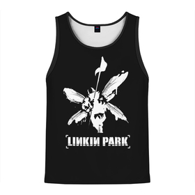 Мужская майка 3D с принтом Linkin Park белый в Белгороде, 100% полиэстер | круглая горловина, приталенный силуэт, длина до линии бедра. Пройма и горловина окантованы тонкой бейкой | linkin park | альтернативный рок | линкин парк | метал | ню метал | поп | поп рок | рок | рок группа | рэп метал | электроник рок