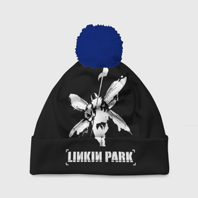Шапка 3D c помпоном с принтом Linkin Park белый в Кировске, 100% полиэстер | универсальный размер, печать по всей поверхности изделия | linkin park | альтернативный рок | линкин парк | метал | ню метал | поп | поп рок | рок | рок группа | рэп метал | электроник рок