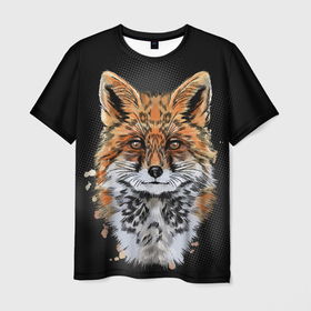 Мужская футболка 3D с принтом Красивая лисица , 100% полиэфир | прямой крой, круглый вырез горловины, длина до линии бедер | голова лисы | живопись | животное | лис | лиса | лисица | хищник