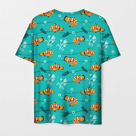 Мужская футболка 3D с принтом TEXTURE OF SEA FISH в Курске, 100% полиэфир | прямой крой, круглый вырез горловины, длина до линии бедер | водоросли | детские картинки | морские | обитатели | океан | пузыри | цветные