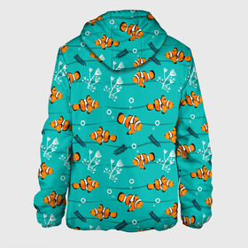 Мужская куртка 3D с принтом TEXTURE OF SEA FISH в Новосибирске, ткань верха — 100% полиэстер, подклад — флис | прямой крой, подол и капюшон оформлены резинкой с фиксаторами, два кармана без застежек по бокам, один большой потайной карман на груди. Карман на груди застегивается на липучку | водоросли | детские картинки | морские | обитатели | океан | пузыри | цветные