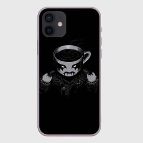 Чехол для iPhone 12 Mini с принтом Black Metal Coffee в Петрозаводске, Силикон |  | black | coffee | cup | heavy | makeup | metal | грим | кожанка | косуха | кофе | металл | металлический | тяжелый | чашка | черный