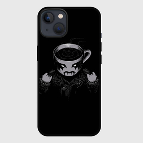 Чехол для iPhone 13 с принтом Black Metal Coffee в Белгороде,  |  | black | coffee | cup | heavy | makeup | metal | грим | кожанка | косуха | кофе | металл | металлический | тяжелый | чашка | черный