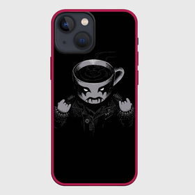 Чехол для iPhone 13 mini с принтом Black Metal Coffee в Белгороде,  |  | black | coffee | cup | heavy | makeup | metal | грим | кожанка | косуха | кофе | металл | металлический | тяжелый | чашка | черный