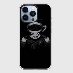 Чехол для iPhone 13 Pro с принтом Black Metal Coffee в Петрозаводске,  |  | black | coffee | cup | heavy | makeup | metal | грим | кожанка | косуха | кофе | металл | металлический | тяжелый | чашка | черный