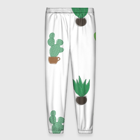 Мужские брюки 3D с принтом Кактусы в горшках, паттерн в Курске, 100% полиэстер | манжеты по низу, эластичный пояс регулируется шнурком, по бокам два кармана без застежек, внутренняя часть кармана из мелкой сетки | Тематика изображения на принте: cacti | cactus | green | plant | potted | succulent | горшок | зеленый | кактусы | колючий | колючки | мексика | минимализм | минималистичный | растение | суккуленты | цветок