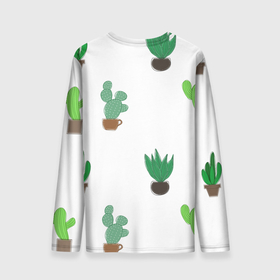 Мужской лонгслив 3D с принтом Кактусы в горшках, паттерн , 100% полиэстер | длинные рукава, круглый вырез горловины, полуприлегающий силуэт | Тематика изображения на принте: cacti | cactus | green | plant | potted | succulent | горшок | зеленый | кактусы | колючий | колючки | мексика | минимализм | минималистичный | растение | суккуленты | цветок