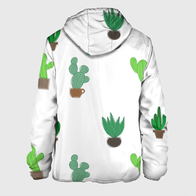 Мужская куртка 3D с принтом Кактусы в горшках, паттерн в Санкт-Петербурге, ткань верха — 100% полиэстер, подклад — флис | прямой крой, подол и капюшон оформлены резинкой с фиксаторами, два кармана без застежек по бокам, один большой потайной карман на груди. Карман на груди застегивается на липучку | cacti | cactus | green | plant | potted | succulent | горшок | зеленый | кактусы | колючий | колючки | мексика | минимализм | минималистичный | растение | суккуленты | цветок