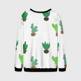 Мужской свитшот 3D с принтом Кактусы в горшках, паттерн , 100% полиэстер с мягким внутренним слоем | круглый вырез горловины, мягкая резинка на манжетах и поясе, свободная посадка по фигуре | Тематика изображения на принте: cacti | cactus | green | plant | potted | succulent | горшок | зеленый | кактусы | колючий | колючки | мексика | минимализм | минималистичный | растение | суккуленты | цветок