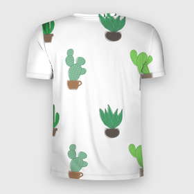 Мужская футболка 3D Slim с принтом Кактусы в горшках, паттерн в Петрозаводске, 100% полиэстер с улучшенными характеристиками | приталенный силуэт, круглая горловина, широкие плечи, сужается к линии бедра | cacti | cactus | green | plant | potted | succulent | горшок | зеленый | кактусы | колючий | колючки | мексика | минимализм | минималистичный | растение | суккуленты | цветок