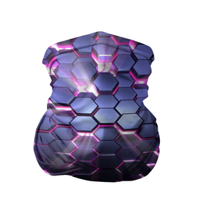 Бандана-труба 3D с принтом сквозь плиты в Курске, 100% полиэстер, ткань с особыми свойствами — Activecool | плотность 150‒180 г/м2; хорошо тянется, но сохраняет форму | 3d | вспышка | плиты | разлом | розовый свет