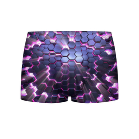 Мужские трусы 3D с принтом сквозь плиты в Тюмени, 50% хлопок, 50% полиэстер | классическая посадка, на поясе мягкая тканевая резинка | 3d | вспышка | плиты | разлом | розовый свет