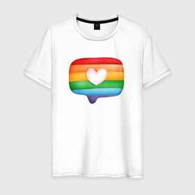 Мужская футболка хлопок с принтом Радужное сообщение с сердечком в Белгороде, 100% хлопок | прямой крой, круглый вырез горловины, длина до линии бедер, слегка спущенное плечо. | радуга | радужное | сердечко | сердце | смс | сообщение