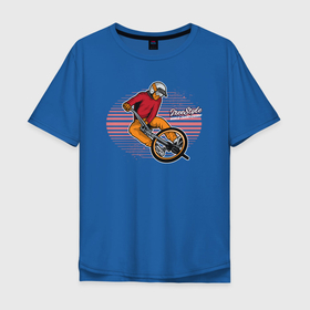 Мужская футболка хлопок Oversize с принтом Велосипедист   экстрим в Белгороде, 100% хлопок | свободный крой, круглый ворот, “спинка” длиннее передней части | Тематика изображения на принте: sport | вело | велосипед | велосипедист | спорт | экстрим