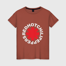 Женская футболка хлопок с принтом Peppers   Logo в Новосибирске, 100% хлопок | прямой крой, круглый вырез горловины, длина до линии бедер, слегка спущенное плечо | californication | flea | kiedis | music | red hot chili peppers | rhcp | rock | гитара | группа | кидис | метал | музыка | музыкант | панк | перцы | рок | фли