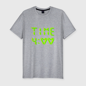 Мужская футболка хлопок Slim с принтом Time 4Love в Екатеринбурге, 92% хлопок, 8% лайкра | приталенный силуэт, круглый вырез ворота, длина до линии бедра, короткий рукав | время | кислотный | любовь | надпись | сердечко | сердце | цифры | часы | яркий | ярко
