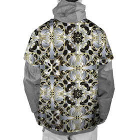 Накидка на куртку 3D с принтом Black  silver geometry , 100% полиэстер |  | Тематика изображения на принте: абстракция | бутоны | геометрия | паттерн | узор | узоры | цветы