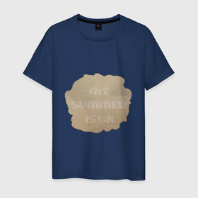 Мужская футболка хлопок с принтом Нормальное у меня лето в Белгороде, 100% хлопок | прямой крой, круглый вырез горловины, длина до линии бедер, слегка спущенное плечо. | жара | летний | лето | надпись | песок | пляж | слова | текст