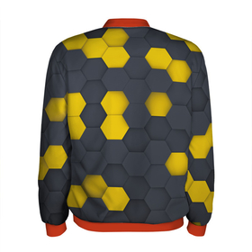Мужской бомбер 3D с принтом Разноцветные Соты Пчёл в Новосибирске, 100% полиэстер | застегивается на молнию, по бокам два кармана без застежек, по низу бомбера и на воротнике - эластичная резинка | bees | geometry | hexagon | honeycombs | геометрия | пчёлы | соты | шестиугольник