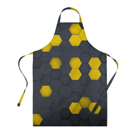 Фартук 3D с принтом Разноцветные Соты Пчёл в Санкт-Петербурге, 100% полиэстер | общий размер — 65 х 85 см, ширина нагрудника — 26 см, горловина — 53 см, длина завязок — 54 см, общий обхват в поясе — 173 см. Принт на завязках и на горловине наносится с двух сторон, на основной части фартука — только с внешней стороны | bees | geometry | hexagon | honeycombs | геометрия | пчёлы | соты | шестиугольник