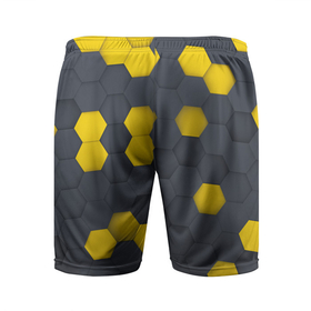 Мужские шорты спортивные с принтом Разноцветные Соты Пчёл в Новосибирске,  |  | bees | geometry | hexagon | honeycombs | геометрия | пчёлы | соты | шестиугольник