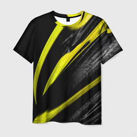 Мужская футболка 3D с принтом Жёлтая и Чёрная Масляная Краска в Белгороде, 100% полиэфир | прямой крой, круглый вырез горловины, длина до линии бедер | black | oil | paint | yellow | жёлтый | краска | масло | чёрный
