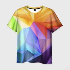 Мужская футболка 3D с принтом Зд радуга в Курске, 100% полиэфир | прямой крой, круглый вырез горловины, длина до линии бедер | Тематика изображения на принте: 3д | polygonal | геометрия | полигональ | радуга | яркое