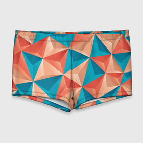 Мужские купальные плавки 3D с принтом Розово бирюзовая полигональ в Петрозаводске, Полиэстер 85%, Спандекс 15% |  | 3д | polygonal | выпуклое | геометрия | объем | полигональ | треугольник