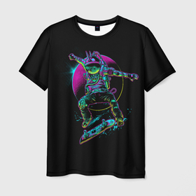 Мужская футболка 3D с принтом SKATEBOARDER IN SPACE , 100% полиэфир | прямой крой, круглый вырез горловины, длина до линии бедер | planet | skateboard board | skateboarder | space | spacesuit | космос | планета | скафандр | скейтбордист | скейтбордовая доска