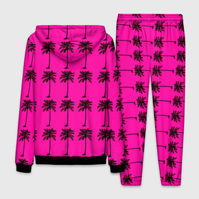 Мужской костюм 3D с принтом TEXTURE OF PALM TREES IN COLOR в Курске, 100% полиэстер | Манжеты и пояс оформлены тканевой резинкой, двухслойный капюшон со шнурком для регулировки, карманы спереди | black | colored | деревья | пальмы | цветной | черный