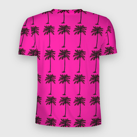 Мужская футболка 3D Slim с принтом TEXTURE OF PALM TREES IN COLOR в Белгороде, 100% полиэстер с улучшенными характеристиками | приталенный силуэт, круглая горловина, широкие плечи, сужается к линии бедра | black | colored | деревья | пальмы | цветной | черный