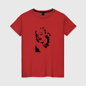 Женская футболка хлопок с принтом Девушка  минимализм песни в Екатеринбурге, 100% хлопок | прямой крой, круглый вырез горловины, длина до линии бедер, слегка спущенное плечо | 80е | арт | мерлин | монро | принт