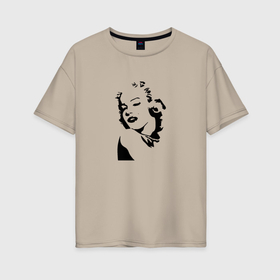 Женская футболка хлопок Oversize с принтом Девушка  минимализм песни , 100% хлопок | свободный крой, круглый ворот, спущенный рукав, длина до линии бедер
 | 80е | арт | мерлин | монро | принт