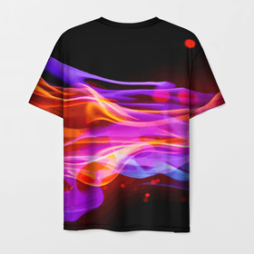 Мужская футболка 3D с принтом Abstract colorful waves в Екатеринбурге, 100% полиэфир | прямой крой, круглый вырез горловины, длина до линии бедер | abstraction | color | neon | waves | абстпакция | волны | неон | цвет