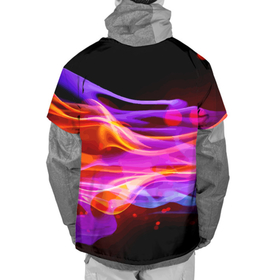 Накидка на куртку 3D с принтом Abstract colorful waves в Тюмени, 100% полиэстер |  | abstraction | color | neon | waves | абстпакция | волны | неон | цвет