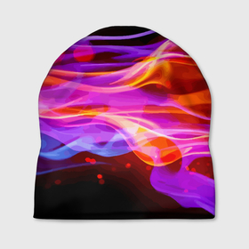 Шапка 3D с принтом Abstract colorful waves в Тюмени, 100% полиэстер | универсальный размер, печать по всей поверхности изделия | abstraction | color | neon | waves | абстпакция | волны | неон | цвет