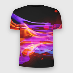 Мужская футболка 3D Slim с принтом Abstract colorful waves в Санкт-Петербурге, 100% полиэстер с улучшенными характеристиками | приталенный силуэт, круглая горловина, широкие плечи, сужается к линии бедра | abstraction | color | neon | waves | абстпакция | волны | неон | цвет