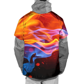Накидка на куртку 3D с принтом Огонь и вода   Стихия   Абстракция в Санкт-Петербурге, 100% полиэстер |  | abstraction | element | fire | neon | water | абстракция | вода | неон | огонь | стихия
