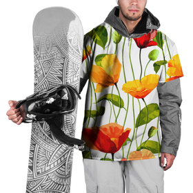 Накидка на куртку 3D с принтом Волнообразный узор из цветков мака   Лето в Новосибирске, 100% полиэстер |  | Тематика изображения на принте: fashion | flowers | leaf | pattern | stem | summer | лето | лист | маки | мода | паттерн | стебель | цветы