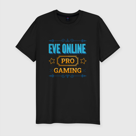 Мужская футболка хлопок Slim с принтом Игра EVE Online PRO Gaming в Тюмени, 92% хлопок, 8% лайкра | приталенный силуэт, круглый вырез ворота, длина до линии бедра, короткий рукав | eve | eve online | logo | online | pro | ив онлайн | игра | игры | лого | логотип | символ