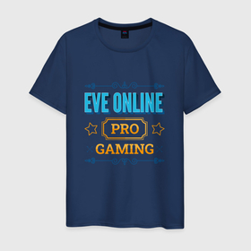 Мужская футболка хлопок с принтом Игра EVE Online PRO Gaming в Кировске, 100% хлопок | прямой крой, круглый вырез горловины, длина до линии бедер, слегка спущенное плечо. | eve | eve online | logo | online | pro | ив онлайн | игра | игры | лого | логотип | символ