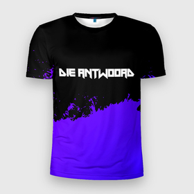Мужская футболка 3D Slim с принтом Die Antwoord Purple Grunge в Белгороде, 100% полиэстер с улучшенными характеристиками | приталенный силуэт, круглая горловина, широкие плечи, сужается к линии бедра | 