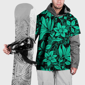 Накидка на куртку 3D с принтом Ажурный цветочный летний орнамент , 100% полиэстер |  | Тематика изображения на принте: flowers | leafs | ornament | pattern | summer | лето | листья | орнамент | паттерн | узор | цветы